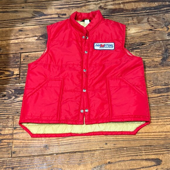 Vintage Red Swingster Snap Front Puffer Vest Mens Sz Large Made in USA 3rd Party - Picture 10 of 10